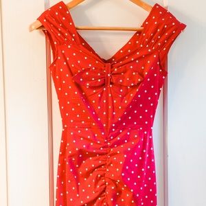 Stop Staring! Red and white polka-dot dress